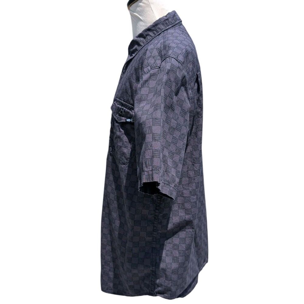 Vans Shirt Boys Size Large Gray Black Plaid Short Sleeve Button Up Pocket Skater - Picture 3 of 12
